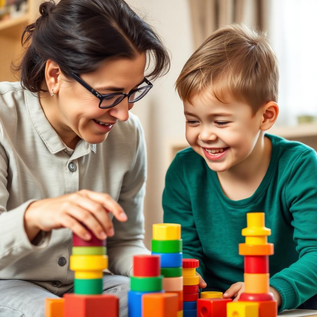 Therapist working with child